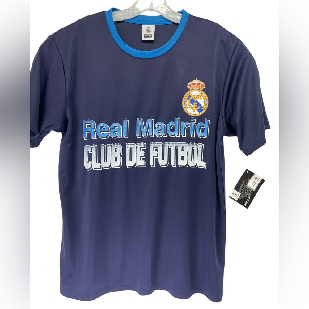 Real Madrid Club de Futbul Mens Sz Medium Blue Pullover Shirt‎ (AA1) NWTs